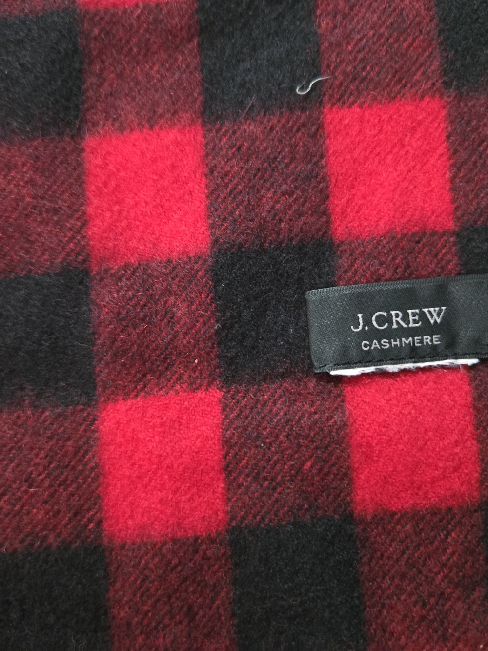 J.Crew Red and Black Buffalo Check Cashmere Sweater
